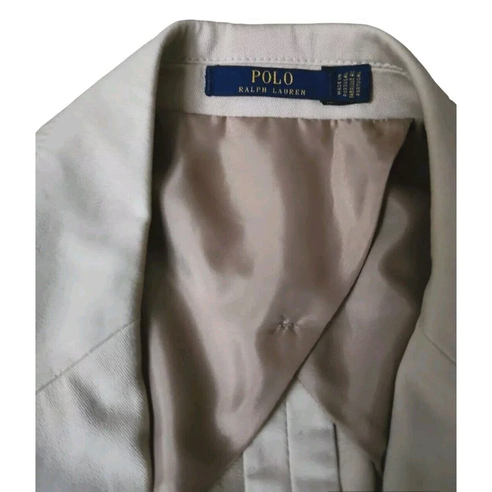 Polo Ralph Lauren Preppy Career Blazer Men's Size 44L Beige Chino Cotton Stretch